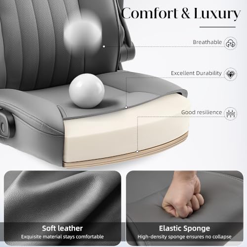 Office Chair, Ergonomic Executive Desk Chair Inflatable Lumbar Support High Back Computer Desk Chair Thick Cushion, Flip-Up Arms and Ergonomic Back Comfy Executive Office Chair for Home Office Gaming