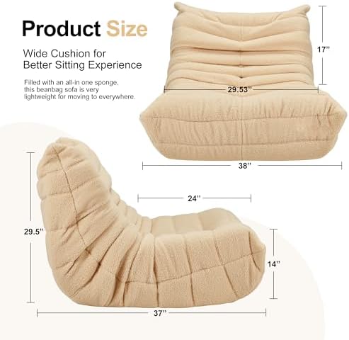 Hobestluk Big Bean Bag Chairs for Adults Fireside BeanBag Couch Togo Sofa