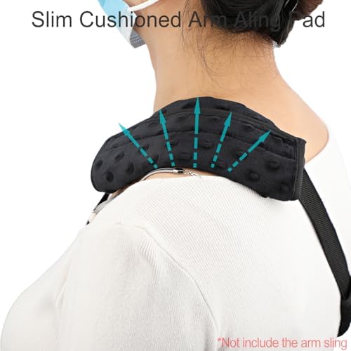 Cushioned Arm Sling Padding for Neck Slim Sling Pad Neck Strap Cushion Comfort Shoulder Support Rotator Cuff Surgery Arm Immobilizer Brace Carry Padded Cover Pillow Wrist Hand Injury, Pack of 2 Black