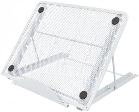 Ergonomic Laptop Tablet Stand Metal Mesh Ventilated Desktop Adjustable Computer Holder Riser Compatible with Apple MacBook Air Pro Dell XPS HP Samsung Lenovo More Laptops up to 16" (White)