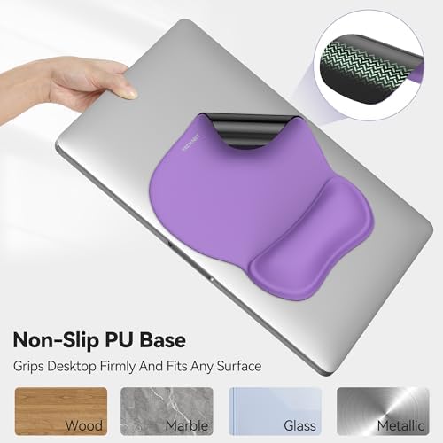TECKNET Gel Ergonomic Mouse Pad with Wrist Rest, Non-Slip PU Base, Purple