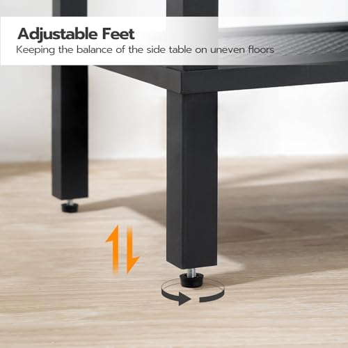 HOOBRO End Tables Set of 2, Small Side Tables with 2-Tier Storage Shelves