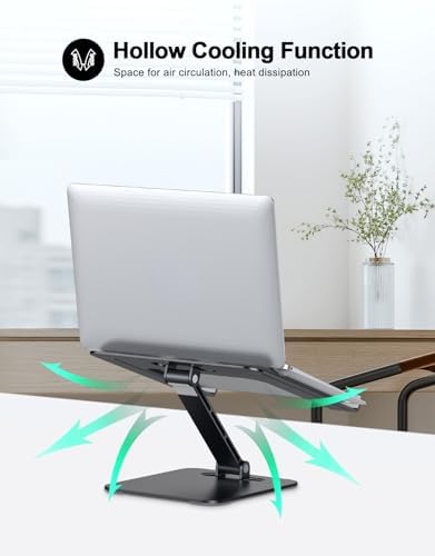 RIWUCT Aluminum Alloy Laptop Stand for Desk, Foldable Laptop Riser Holder
