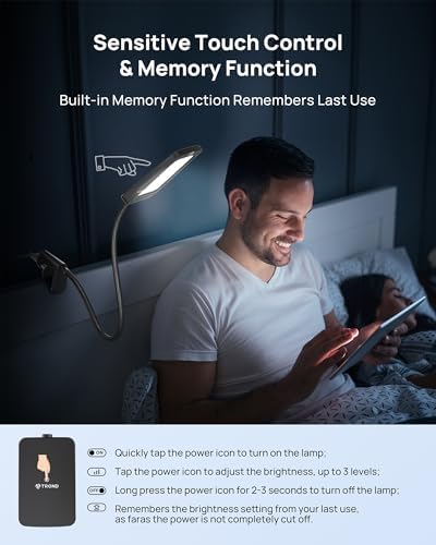 TROND LED Desk Lamp with Clamp, 6000K Daylight, Flexible Gooseneck on Light