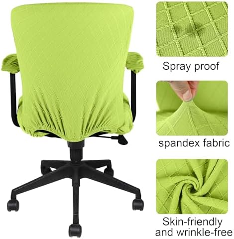 Tallew 4 Pcs Office Chair Covers Stretch Seat Armrest, Lemon Green