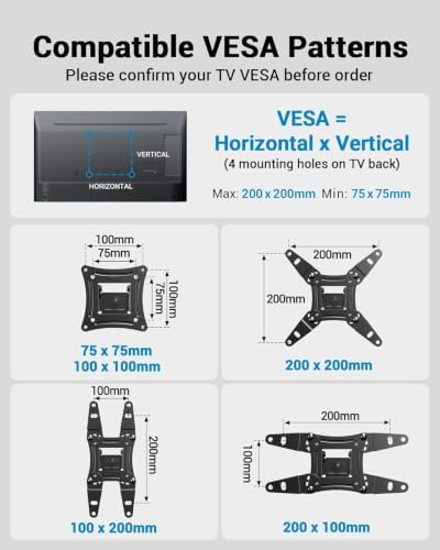 Pipishell Full Motion TV Wall Mount for Echo Show 21/15 and 13-43 Inch Flat Curved Screen TVs & Monitors, Max VESA 200x200mm up to 44lbs, TV Mount Wall Bracket with Rotation Swivel Tilt Extension