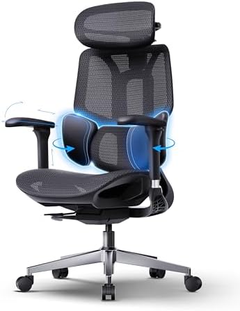 Hbada E3 Air Ergonomic Office Chair, 3-Zone Lumbar Support, Comfy Home Office Chair with Auto Recline, 4D Headrest & Armrests, 140° Tilt for Work & Relax, Obsidian Black