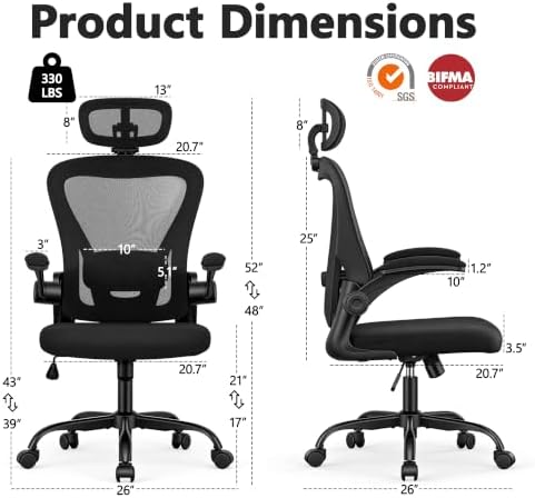Office Chair, Ergonomic Computer Desk Chair with 3D Headrest