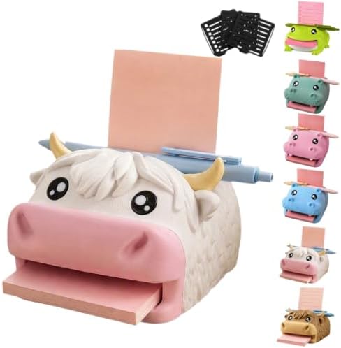 Cow Note Toad Desk Organizer Sticky Note Holder, with 3 Writing Guides