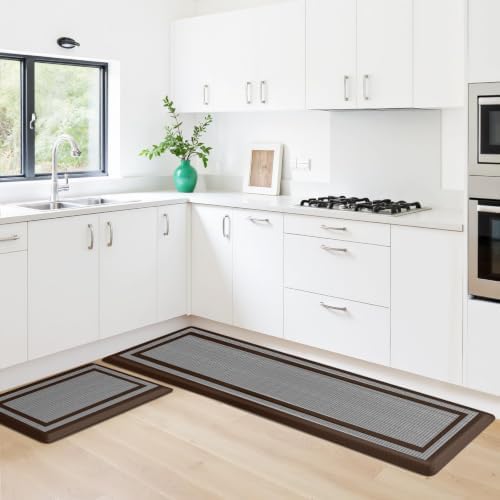 2PCS Kitchen Rugs Cushioned Anti-Fatigue Kitchen Mats Comfort Standing Mat