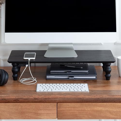 Anji Mountain Monitor Stand for Desk - Desktop Organizer & Laptop Riser, Ergonomic Monitor Riser, Space-Saving, Durable, Easy Assembly & Ideal for Home & Office,Black, 24-Inch, Power Edition