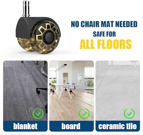 Minewill 2" Office Chair Wheels - Protection for Hardwood Floors and Carpet