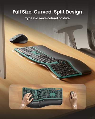 ProtoArc EKM01 Plus Wireless Ergonomic Keyboard Mouse Combo - Green