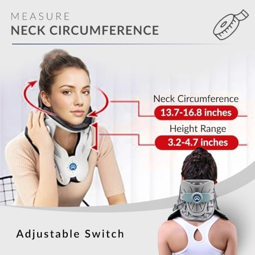 Neck Traction Device by Air Collar - Neck Stretcher - Cervical Traction Device - Neck & Shoulder Pain Relief - Stretcher Collar for Improved Spine Alignment (2nd Gen Electric Pump) - See Size Chart*