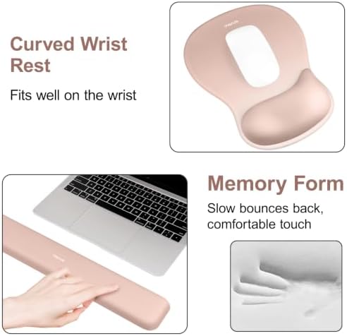 MOSISO Wrist Rest Support for Mouse Pad & Keyboard Set, Nude