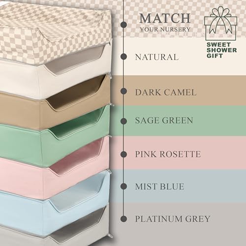 Vegan Leather Contoured Baby Changing Pad | Waterproof & Wipe-Clean PU Leather Diaper Change Mat, Soft, Wipeable Cover, Safety Strap, Non-Slip Bottom, Topper for Standard Infant Diaper Table & Dresser