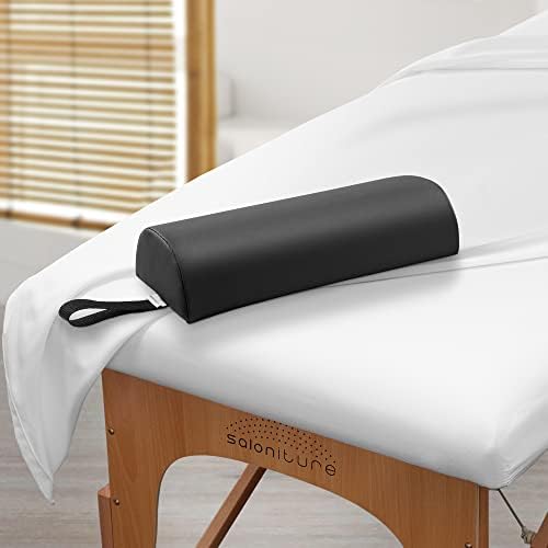 Saloniture Half Round Neck Massage Table Bolster Pillow Pad - 13 x 6 x 3 Inch - Black