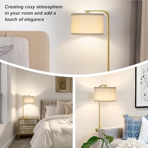 Mordern Gold Table Lamp, Fully Dimmable Bedside Lamp with C+A USB Ports