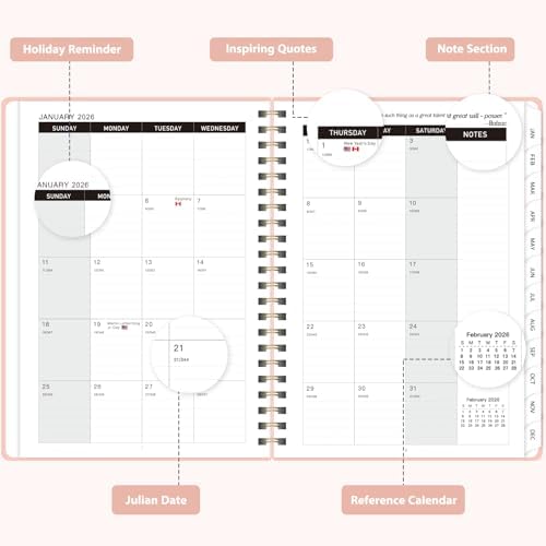 2026 Planner, Weekly and Monthly Calendar Planner Agenda, Jan 2026 - Dec 2026, Planning Academic Book, Office Desk Accessories and School Supplies - A5 (6.3'' x 8.5'')