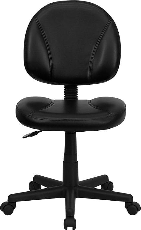 Flash Furniture Ronald Mid-Back Black LeatherSoft Swivel Ergonomic Task Office Chair with Back Depth Adjustment