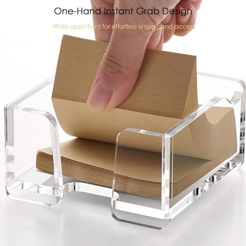 YUXUN Acrylic Sticky Note Holder with Pen Slot