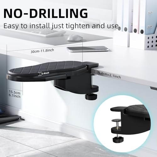 CABTE Ergonomics Desk Extender Tray, Table Mount Arm Wrist Rest Shelf