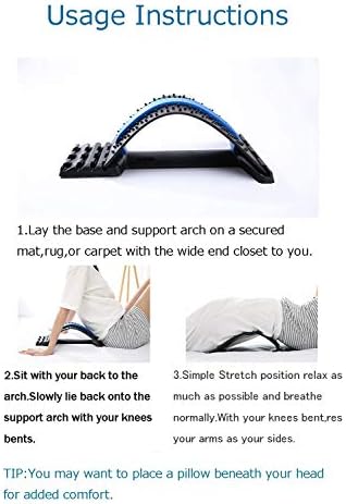 Back Stretching Device,Back Massager for Bed & Chair & Car,Multi-Level Lumbar Support Stretcher Spinal, Lower and Upper Muscle Pain Relief(Black/Blue)