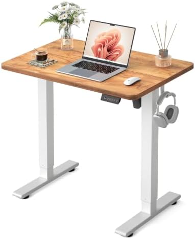 FEZIBO Standing Desk 32 × 19 Inch Electric Height Adjustable, Light Rustic