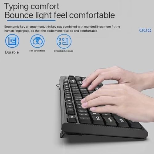 Guiheng Wired Computer Keyboard, Plug Play USB, Large Number Pad, LED Indicators，Ergonomic, Foldable Stands,Anti-Wear Letters Full Size Keyboard,for Windows Mac PC Laptop-Black