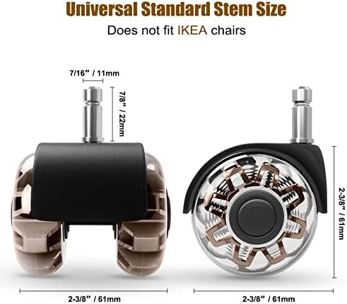 Omyoffice 2" Office Chair Wheels Set of 5, Brown Heavy Duty Chair Caster