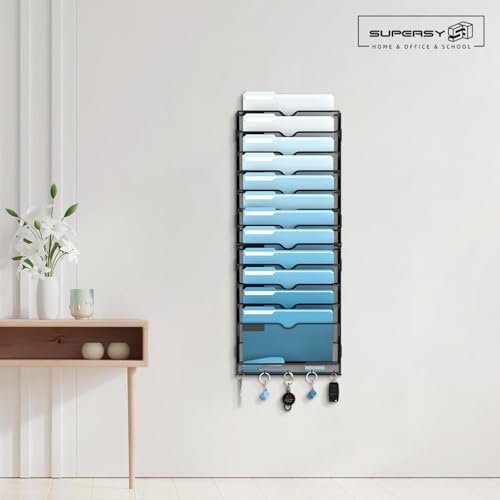 SUPEASY 13-Tier Hanging Wall File Organizer with Hooks, 2 Pack