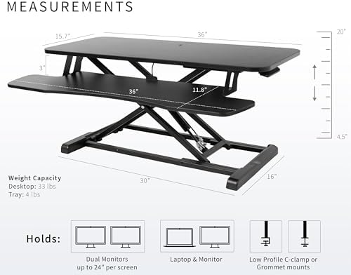 VIVO Black 36 in Standing Desk Converter, DESK-V036KB