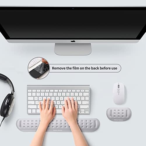 UnivoColors Gray Keyboard Wrist Support and Mouse Wrist Rest Set, Made of Memory Foam Soft Gel, Ergonomic Pad for Computer, Laptop, Mouse, Office, Gaming