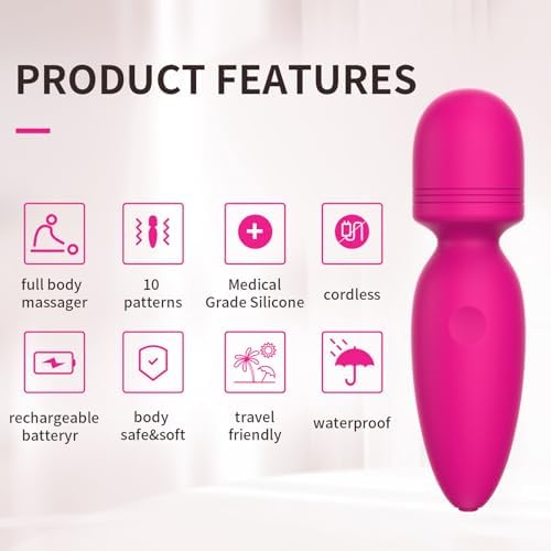 Apowand Mini Massager, Handheld Massager with 10 Quiet Vibration Modes