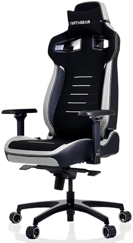 Vertagear PL4800 Ergonomic Big & Tall Gaming Chair Featuring ContourMax Lumbar & VertaAir Seat Systems - RGB LED Kits Upgradeable - Black/White