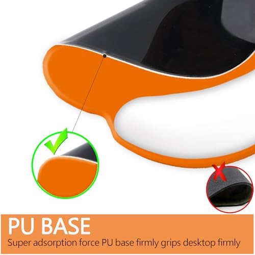 Ergonomic Mouse Pad with Memory Foam, Comfortable Mouse Pads with Wrist Support, Pain Relief Mousepad with Non-Slip PU Base for Office, Home, Orange White