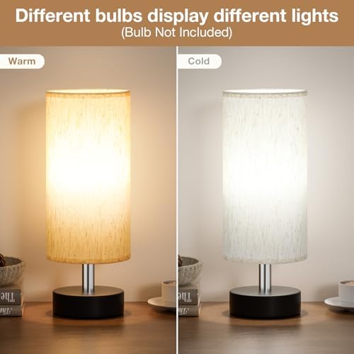 Table Lamps Set of 2（Cream Shade - Black Base, 11.6" Inline Control）