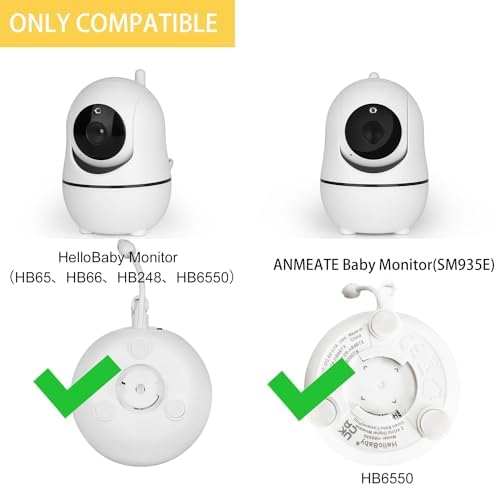 Flexible Baby Monitor Mount Compatible with HelloBaby HB65/HB6550/HB6558/HB66/HB248,ANMEATE SM935E/SM650 Monitor,Baby Camera Mount,Baby Clip Mount Without Tools or Wall Damage