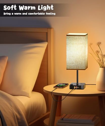 cozoo RGB Remote Bedside Lamp 16 Color Dimming for Nightstand Table Brown