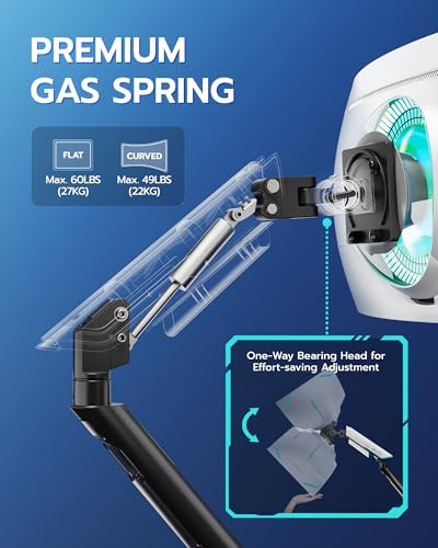 Single Gaming Monitor Arm for 24"-57" Screens, Up to 60 lbs, White