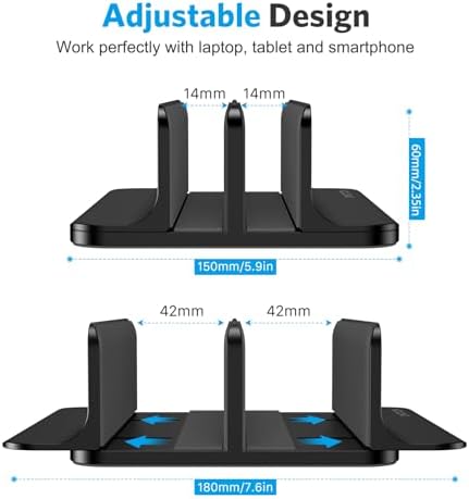 OMOTON Dual Vertical Desk Laptop Stand Holder, Fits MacBook Air/Pro, Black