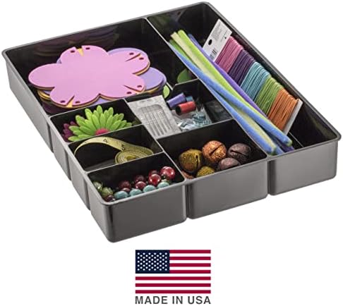 Officemate Deep Drawer Organizer Tray, 8 Compartments, 2 1/4" H x 15 1/8" W x 11 1/2" D, Black (Pack of 6)