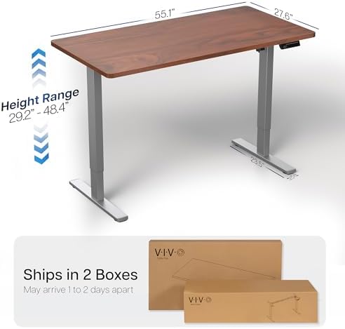 VIVO Dark Walnut 55 x 28 in Standing Desk, DESK-KIT-1G55D