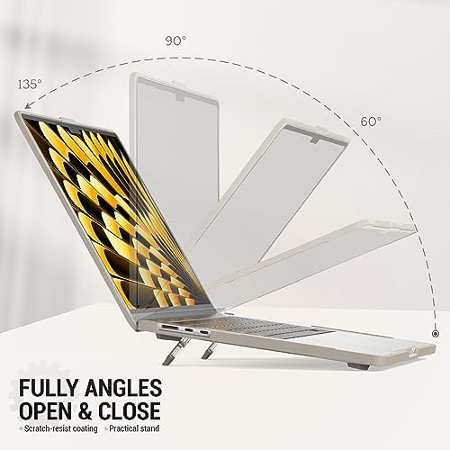 SEYMAC stock Case for MacBook Air 15 inch, Shock-Absorbing Protection with Folding Stand &Mouse Pad Case for MacBook Air 15 inch, Beige