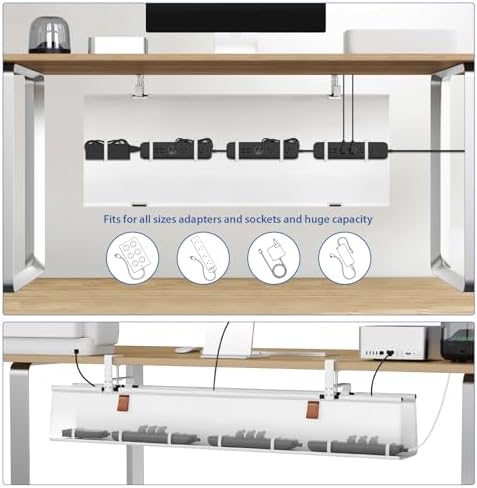 Zilink Under Desk Management Tray Desk Cable Organizer 40 inch, White