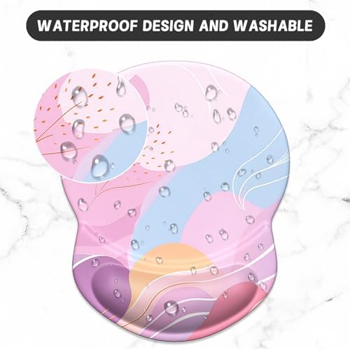 ITNRSIIET Ergonomic Mouse Pad with Gel Wrist Support Small Wrist Rest Smooth Surface Non-Slip PU Base Comfortable Office Supplies Pain Relief, 8.7 x 7.2 inches, Art Style Pattern