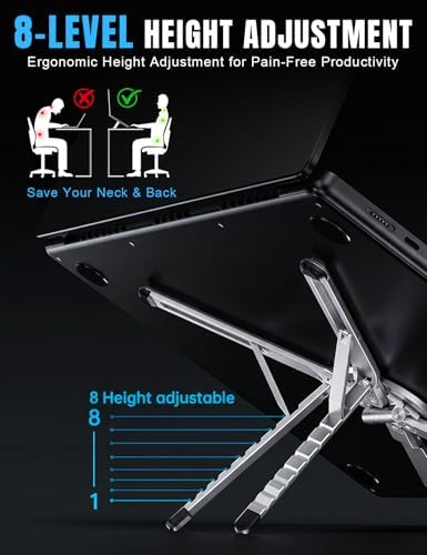 Laptop Stand - Portable Tablet Riser iPad Desk Mount, Silver