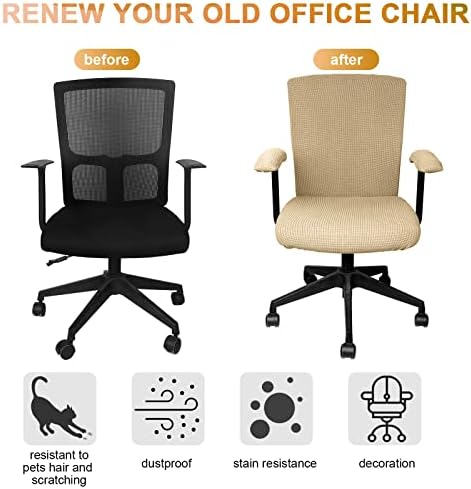 Tallew 4 Pcs Office Chair Covers Stretchable Armrest Seat,XL,Camel
