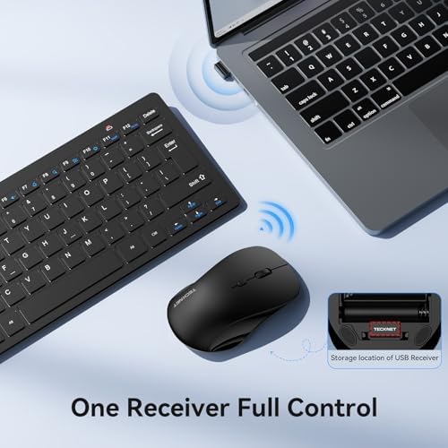 TECKNET Wireless Keyboard and Mouse Combo, 2.4G Mini Cordless Computer Keyboard and Mouse Set, Silent Adjustable 1600 DPI, Quiet Click, Lag-Free for Computer, Laptop, PC, Windows, Mac, Chrome OS