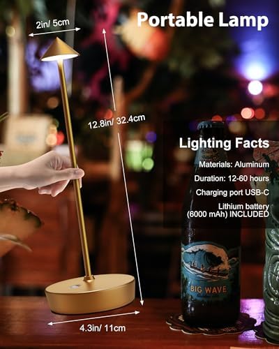 Cordless Table Lamp Rechargeable 6000mAh Battery Outdoor LED Light